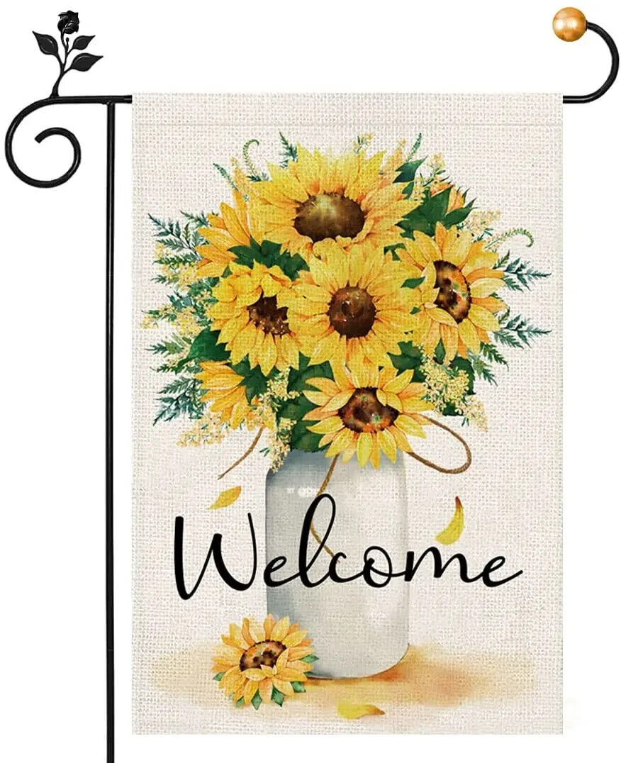 Beautiful Sunflowers Welcome Garden Flag Double Sided 12" x 18" NEW! Home & Garden:Yard, Garden & Outdoor Living:Décor:Flags Cozy Home Treasures